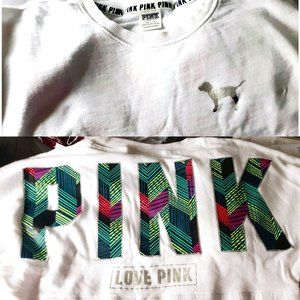 Fabulous White VS Pink Tee Colorful Logo on Back